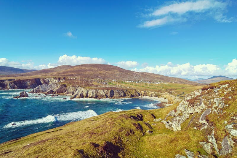 Beautiful Vintage Toned Style Scenic Irish Countryside Landscape From