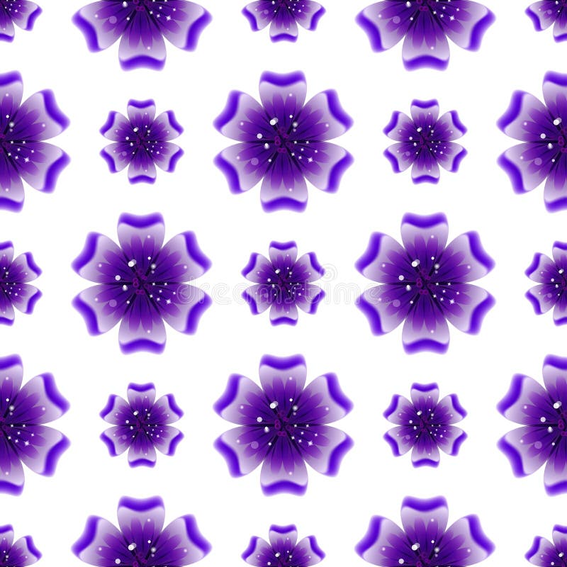 Beautiful Violet Flower. Seamless Floral Pattern. Vector Stock