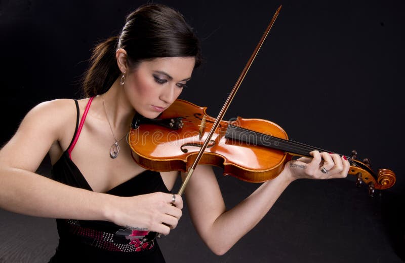 Beautiful Violinist PLays Music Composition Violin Stock Image Image