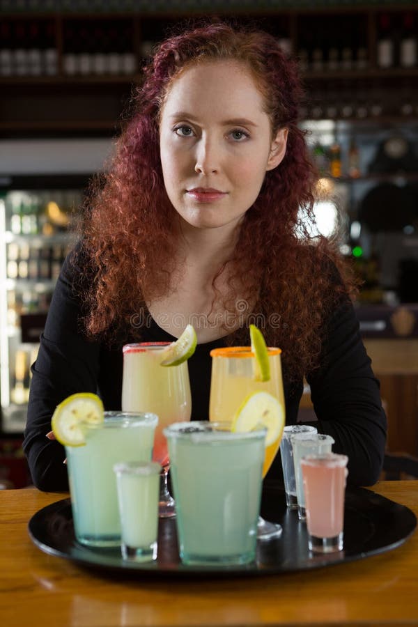 Beautiful Waitress Holding A Drinks Stock Image Image Of Alcohol Salt 103797875