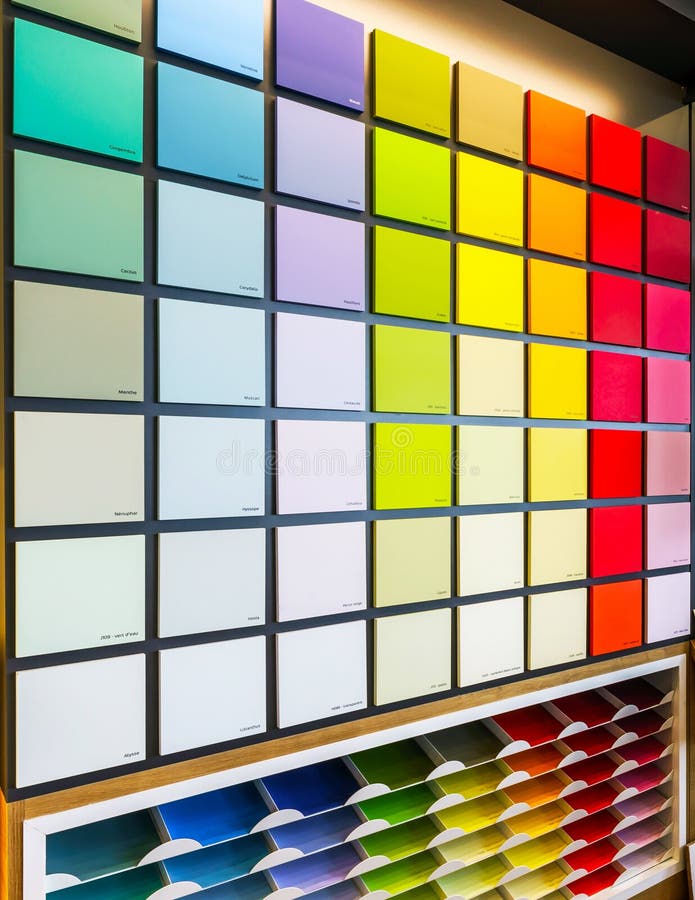 Beautiful Wall with Color Samples in Painting Shop Stock Image Image