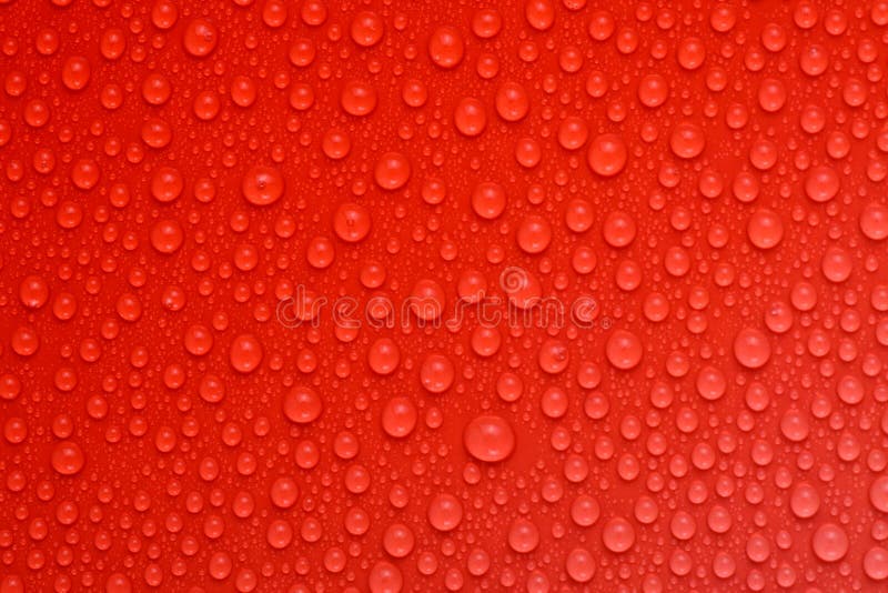 Beautiful water drops on red background