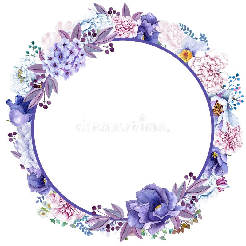 Beautiful Watercolor mint flowers frame. Mint gold flower frame!