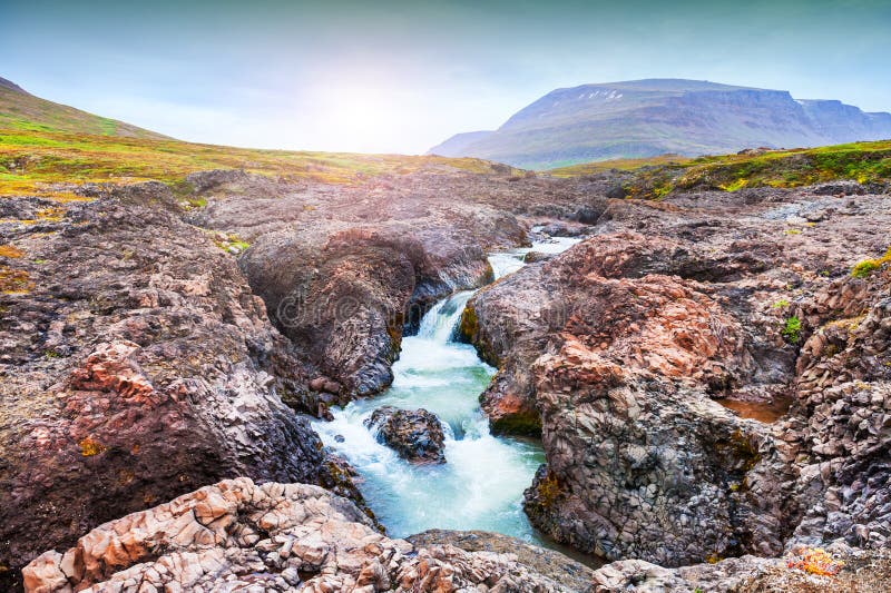 Beautiful waterfall in western Greenland royalty free stock photography Beautiful waterfall in western Greenland royalty free stock photography