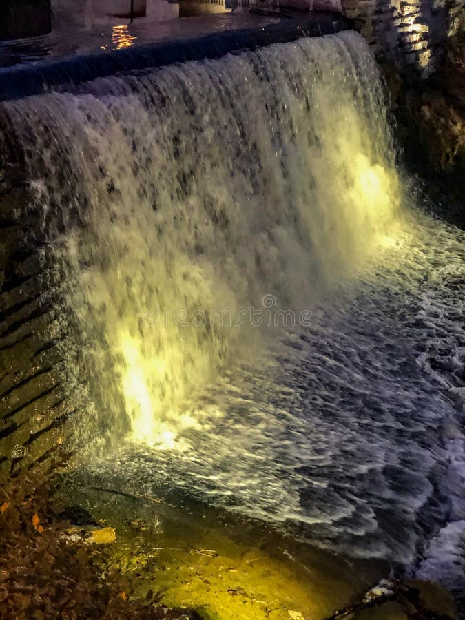 Beautiful Waterfall in Downtown Menomonee Falls, Wisconsin Stock Image