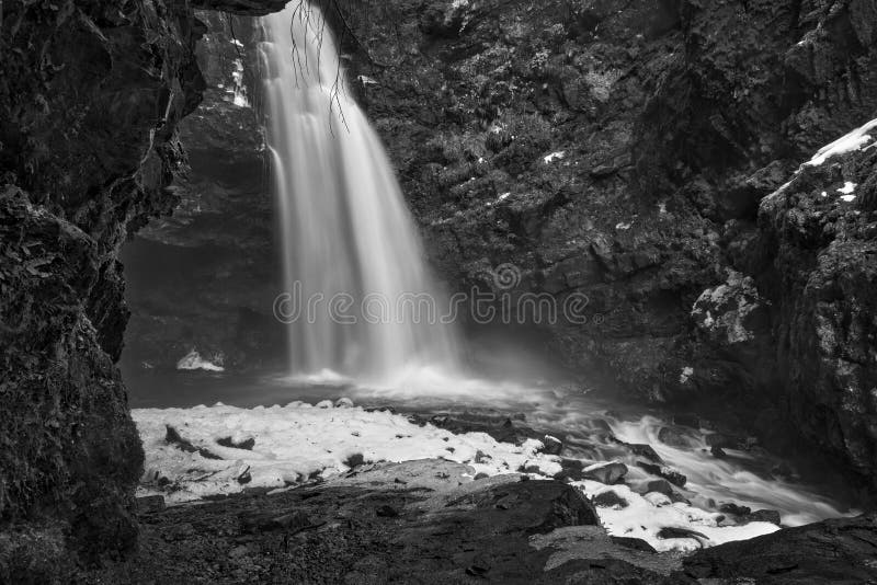 Beautiful Waterfall In The Mountains Long Exposure Photo Of Water Fall