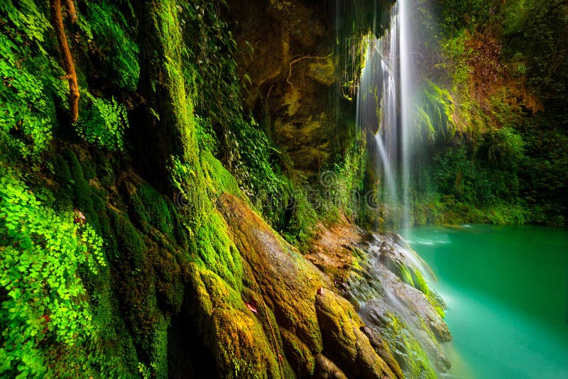 Amazing waterfalls among beautiful fresh greenery, Baakline is a beautiful picturesque Lebanese village in the Chouf District, famous touristic place. Amazing waterfalls among beautiful fresh greenery, Baakline is a beautiful picturesque Lebanese village in the Chouf District, famous touristic place