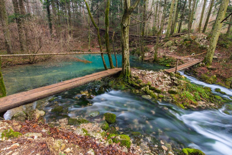 Beautiful waterfalls and mountain stream in Transylvania