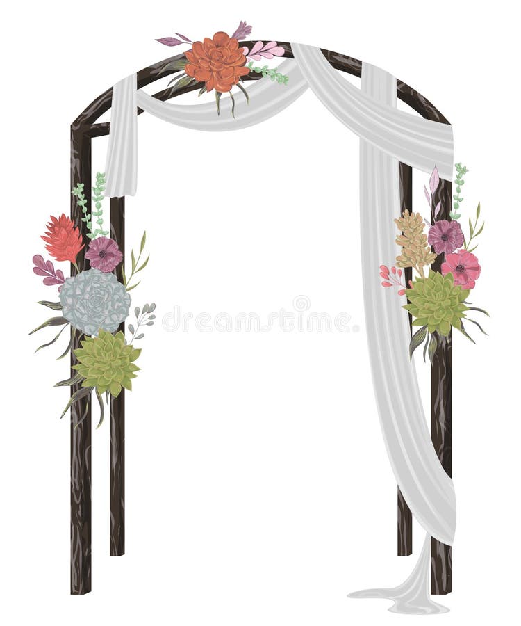 Beautiful wedding arch with succulents, flowers, leaves and branches. Vintage floral design. vector illustration Beautiful wedding arch with succulents, flowers, leaves and branches. Vintage floral design. vector illustration