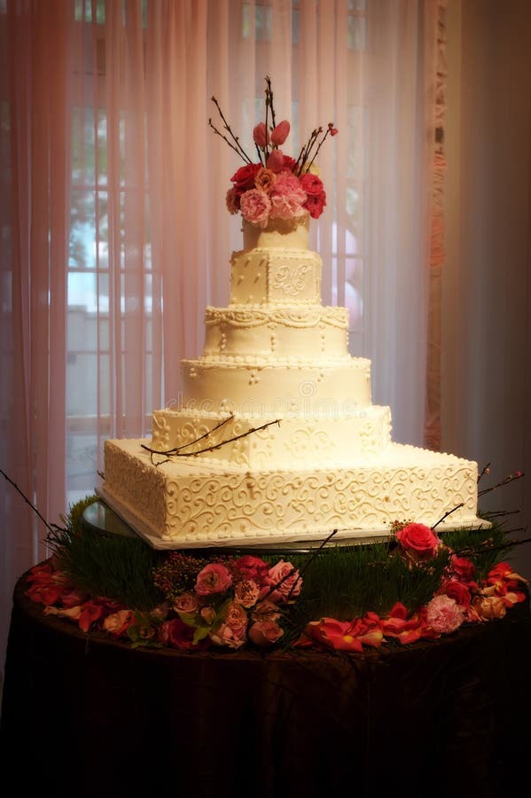Beautiful Wedding Cake Inside Wedding Reception Stock Photo Image of