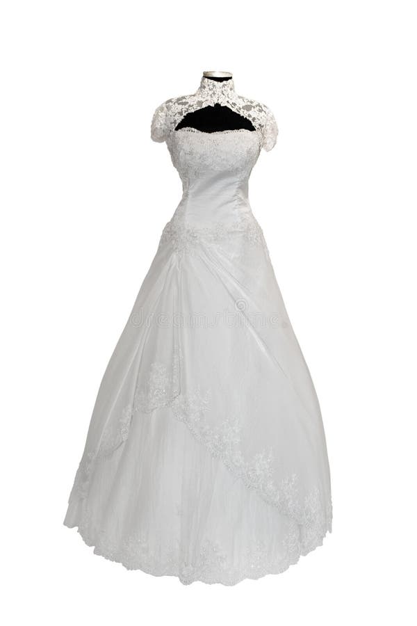 Beautiful wedding dress isolated on white