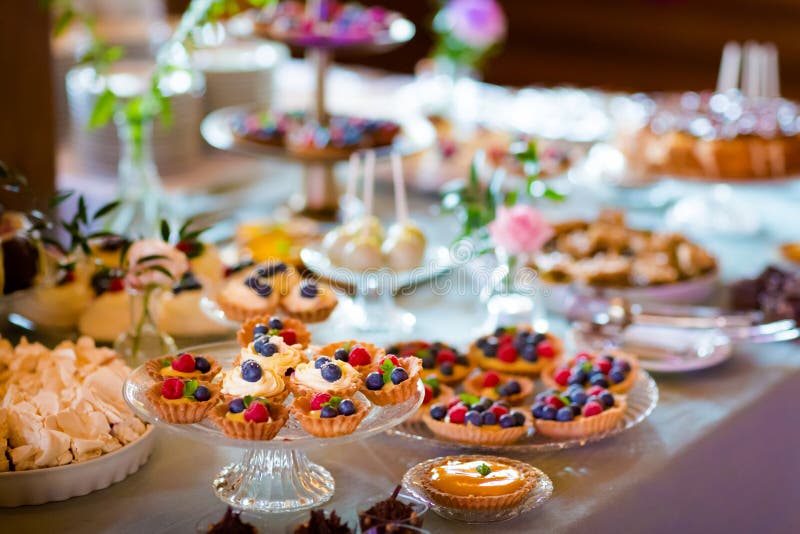 Beautiful Wedding Reception Sweet Buffet Stock Image - Image of ...