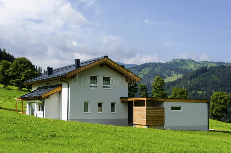 Beautiful white house in Austrian Alps