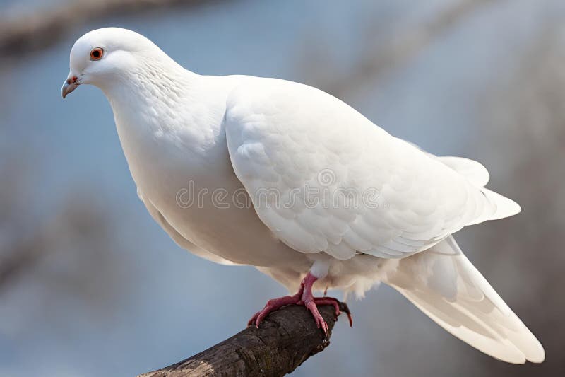 A stunning white pigeon perched elegantly royalty free illustration