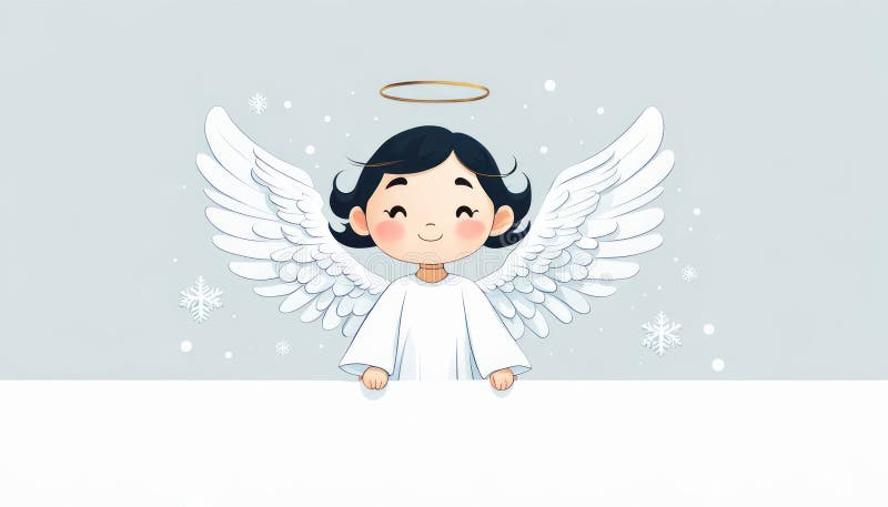 Beautiful winter angel with copy space