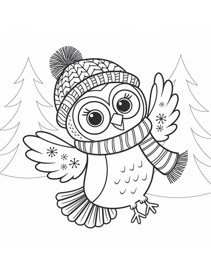 Beautiful Winter Coloring Book for Kids Stock Illustration
