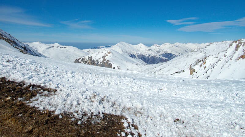 Beautiful winter skiins season in sar planina in macedonia royalty free stock photos