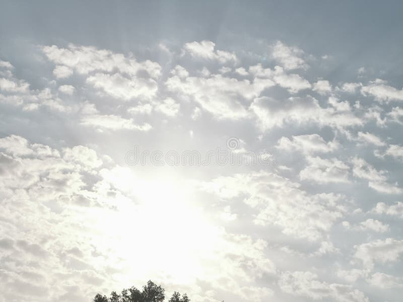 Beautiful Winter Sky of Kuwait Covered in Cotton Clouds .