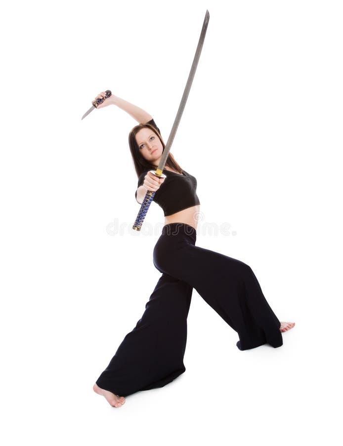 A Man, In A Black Kimono Is Practicing Martial Arts Technique With A Long  Bamboo Fighting Stick. Stock Photo, Picture and Royalty Free Image. Image  91980191.