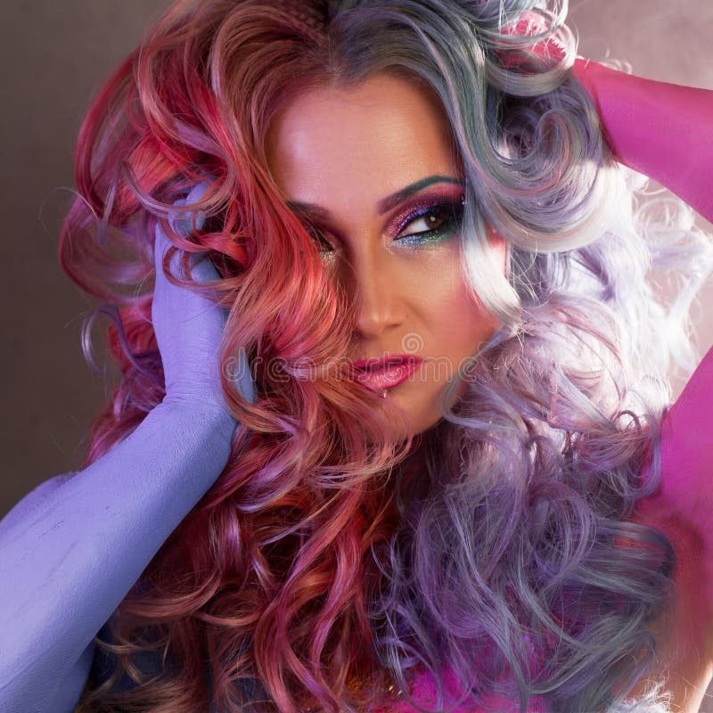 Beautiful Woman with Bright Hair. Body Painting and Bright Hair Coloring Stock Photo - Image of bright, fantastic: 110992088 Beautiful Woman with Bright Hair. Body Painting and Bright Hair Coloring Stock Photo - Image of bright, fantastic: 110992088
