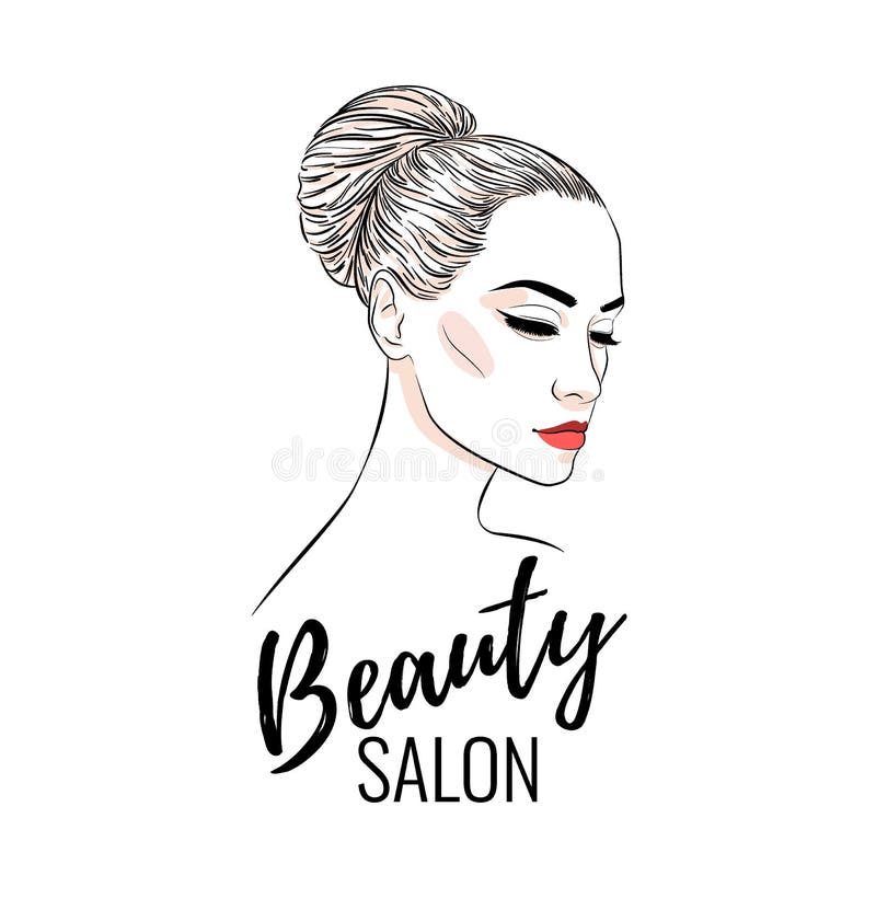 Beautiful Woman with Bun Hairstyle, Beauty Salon, Banner or Poster Design  Stock Vector - Illustration of beauty, girl: 137101283