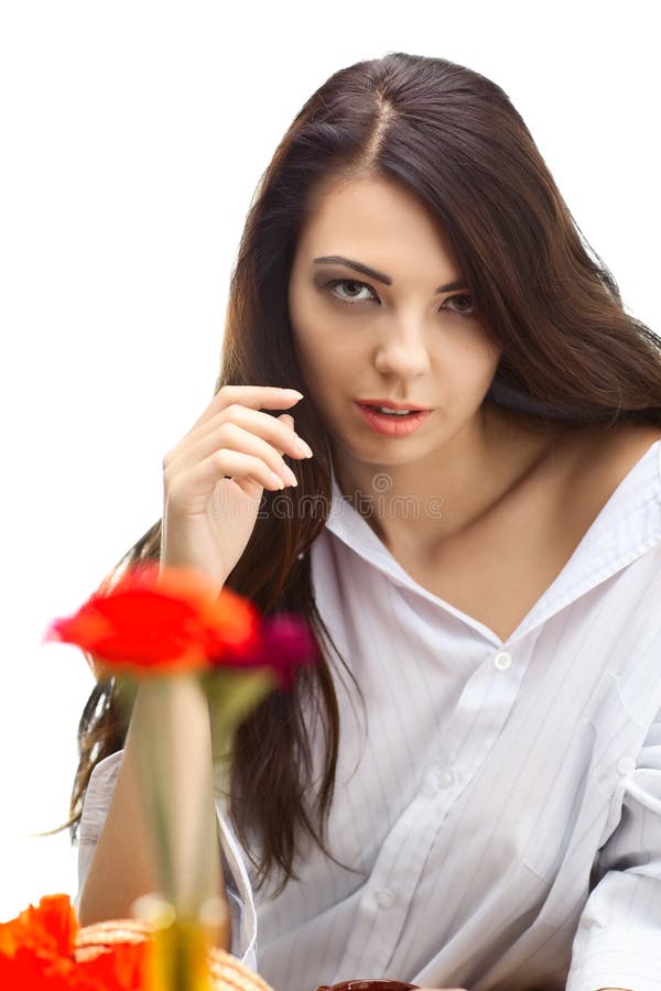 Beautiful woman in cafe