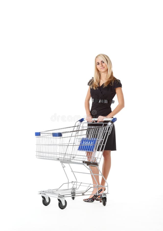 Beautiful woman with cart