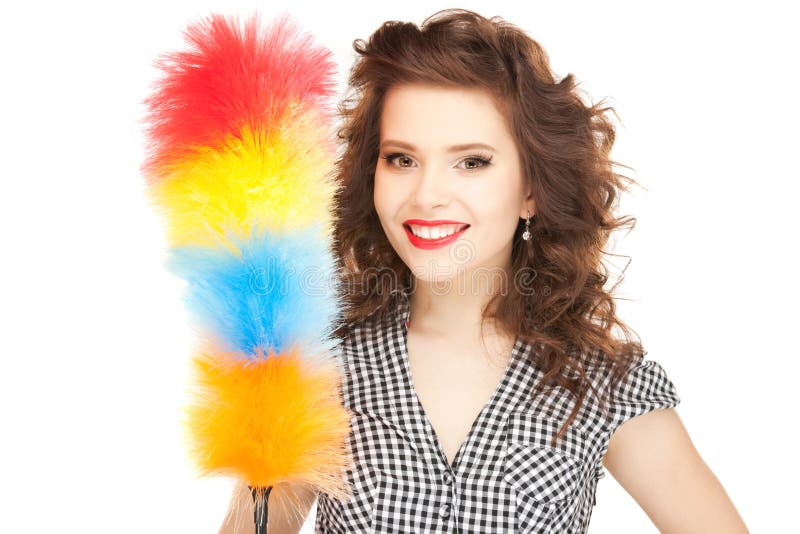 Beautiful Woman with Cleaning Sweep Stock Image Image of home