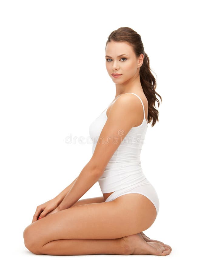 Beautiful Woman with Perfect Body in White Bodysuit Stock Image