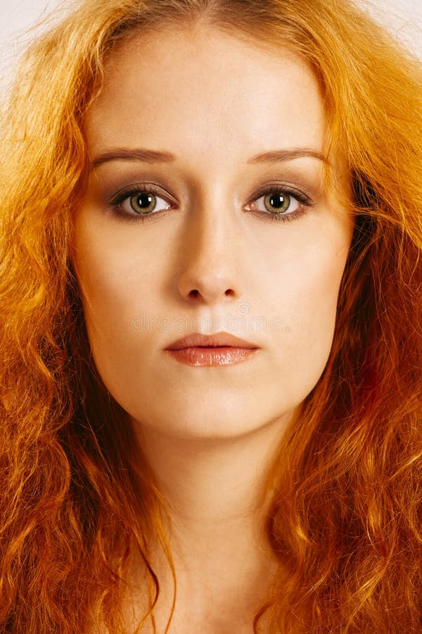 Beautiful Woman with Curly Red Hair Stock Photo - Image of posing, beauty:  172381364