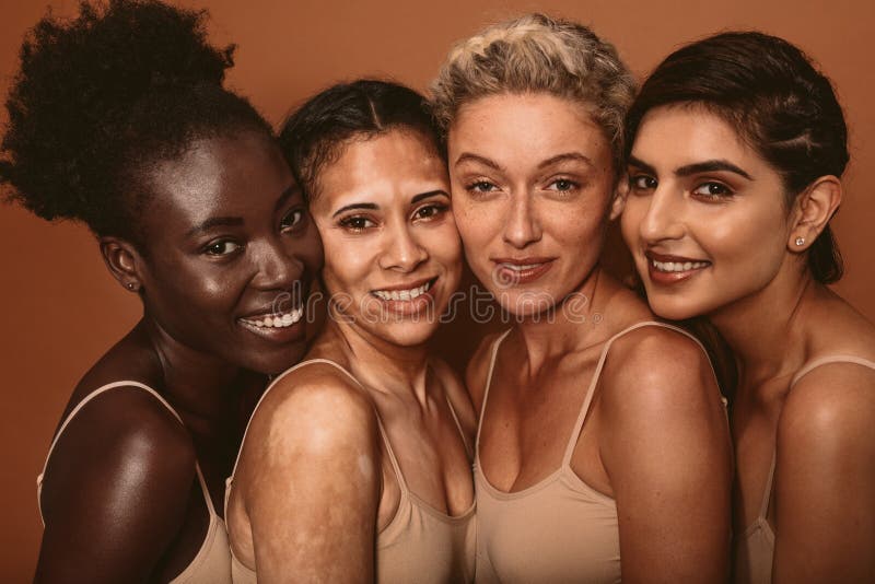 Beautiful woman with different skin types royalty free stock image
