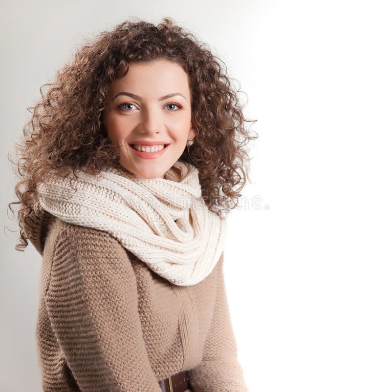 Beautiful Woman Dressed in Winter Clothes Smiling Stock Photo - Image