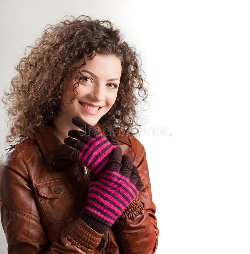 Beautiful Woman Dressed in Winter Clothes Smiling Stock Image - Image