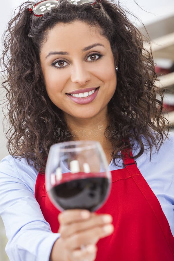 Beautiful Woman Drinking Red Wine Stock Photo Image Of Hair Cheerful