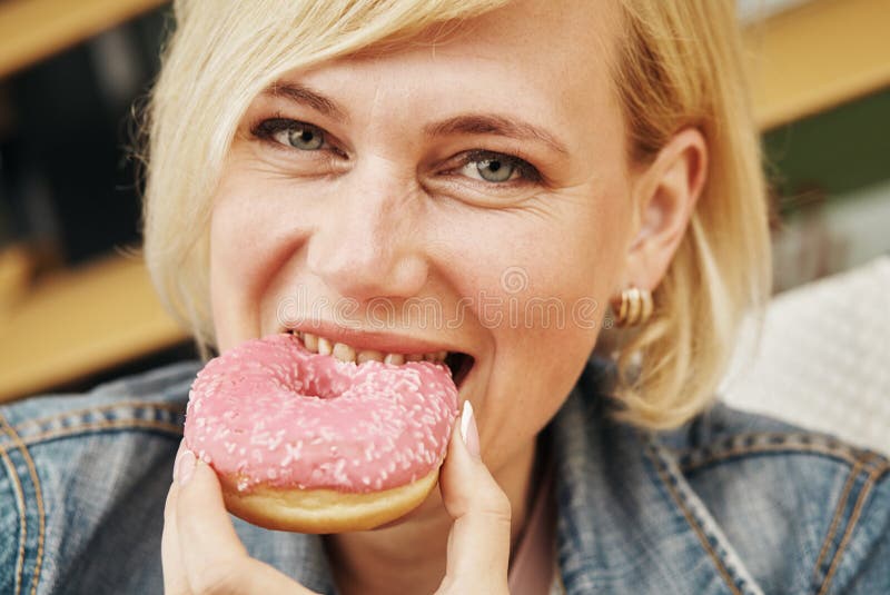 Beautiful Woman Eating Chocolate Cake at Cafe Stock Image Image of outside, lifestyle 179561059