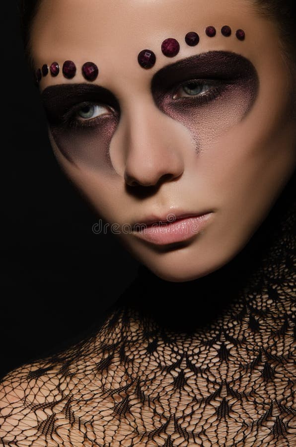 Beautiful Woman with Face Art and Decorations Stock Photo - Image of ...