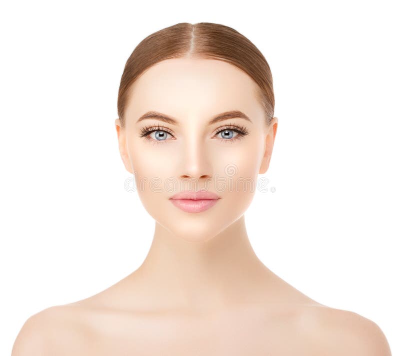 Beautiful woman face close up studio on white. Beauty spa model royalty free stock photography Beautiful woman face close up studio on white. Beauty spa model royalty free stock photography