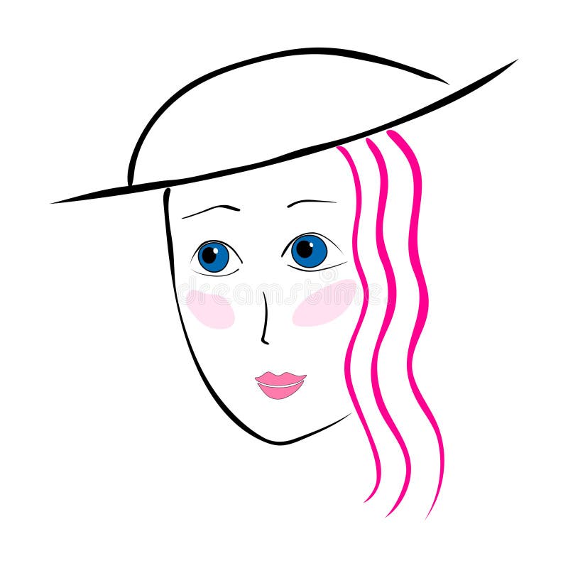 Beautiful Woman Face With Nude Make Up Hand Drawn Vector Illustration