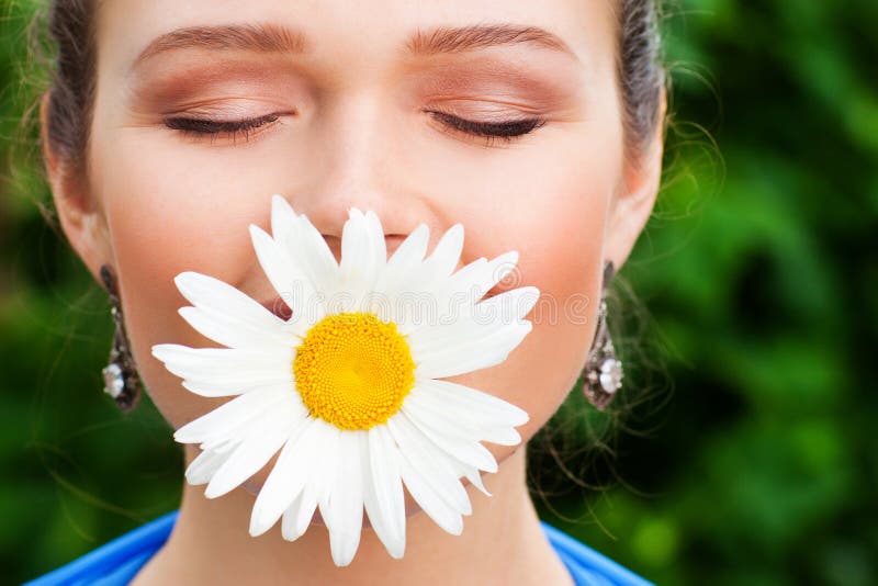 Beautiful woman with flower