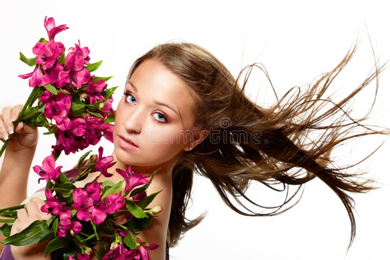 Beautiful woman with flowers