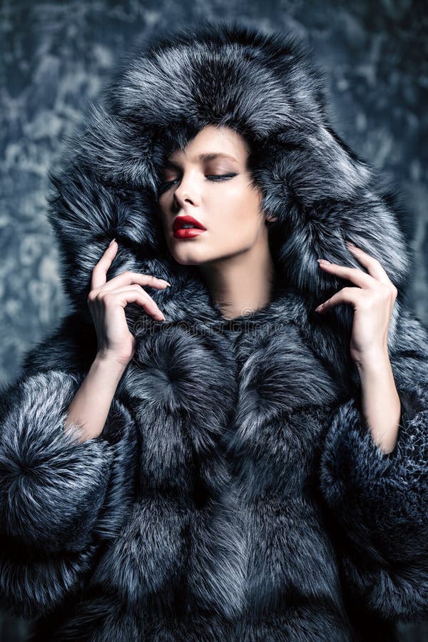 Elegance in winter clothes stock photo. Image of alluring - 129250046
