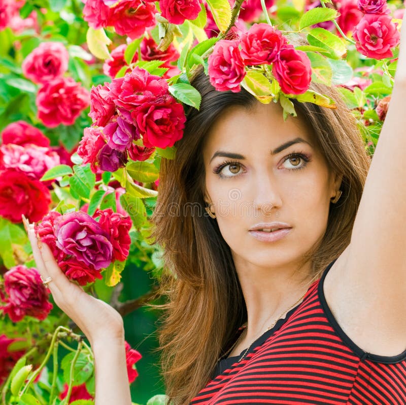 Beautiful woman in garden