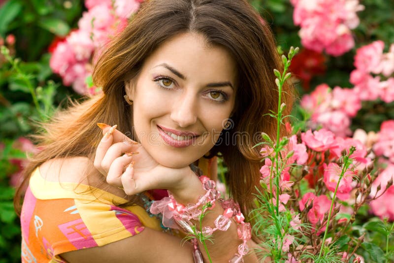 Beautiful woman in garden