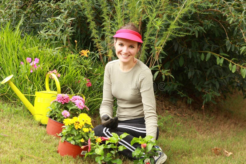 Beautiful woman gardener