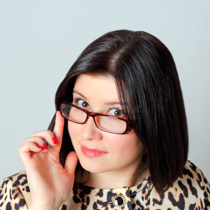 Beautiful Woman In Glasses Stock Image Image Of Emotions 