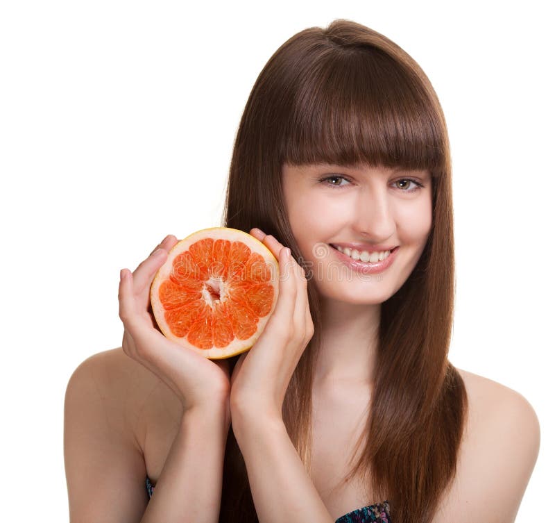 Beautiful Woman with Grapefruit Stock Photo Image of mouth, desire