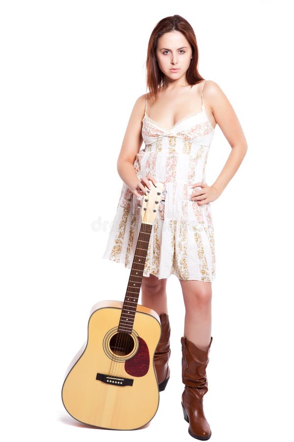 Beautiful woman with guitar stock image Beautiful woman with guitar stock image