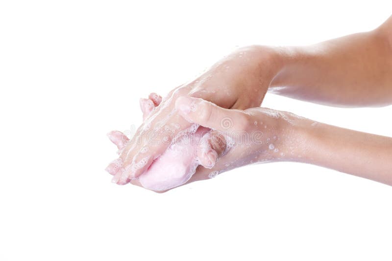 Beautiful woman hand washing her hands royalty free stock image
