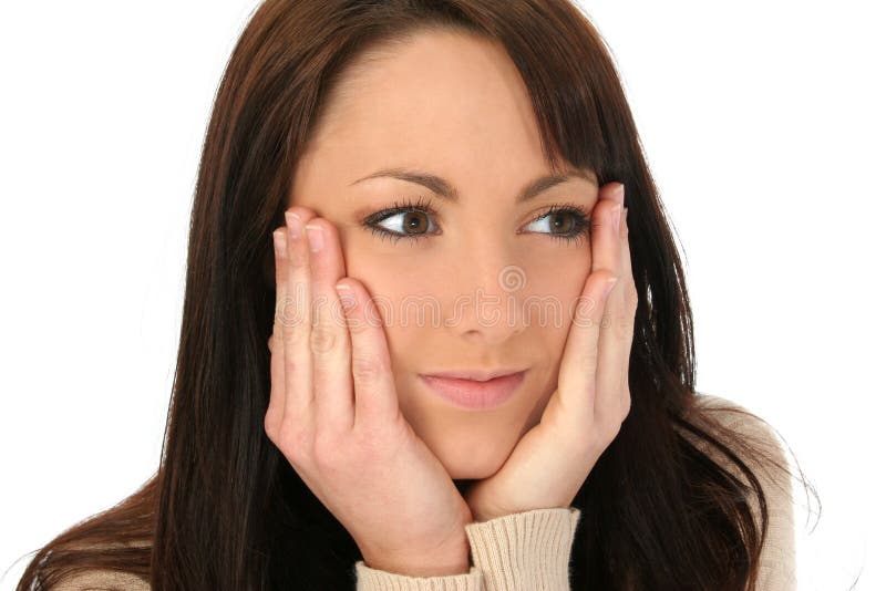 Beautiful Woman with Hands on Face Stock Image Image of caucasian