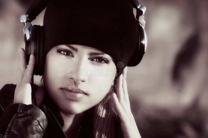 Beautiful woman with headphones